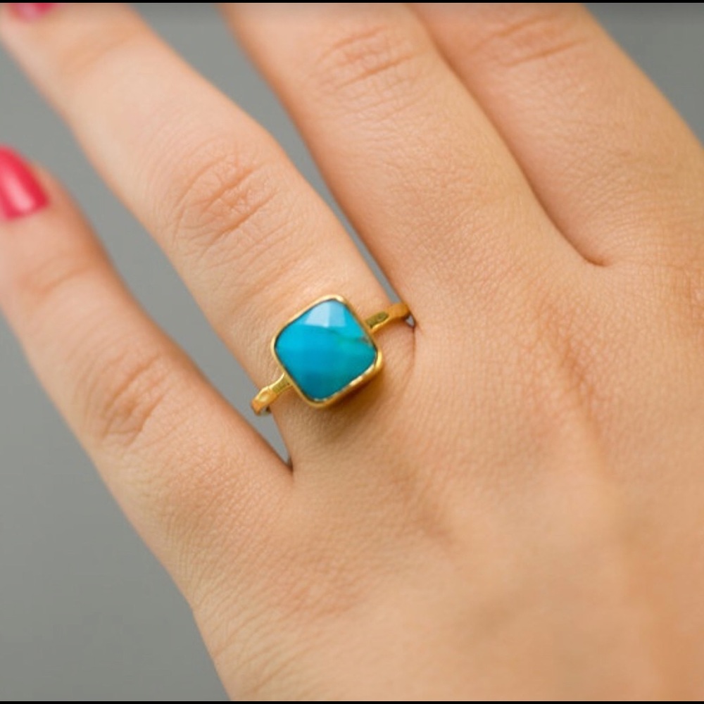 Natural Gemstone 18K Gold Ring